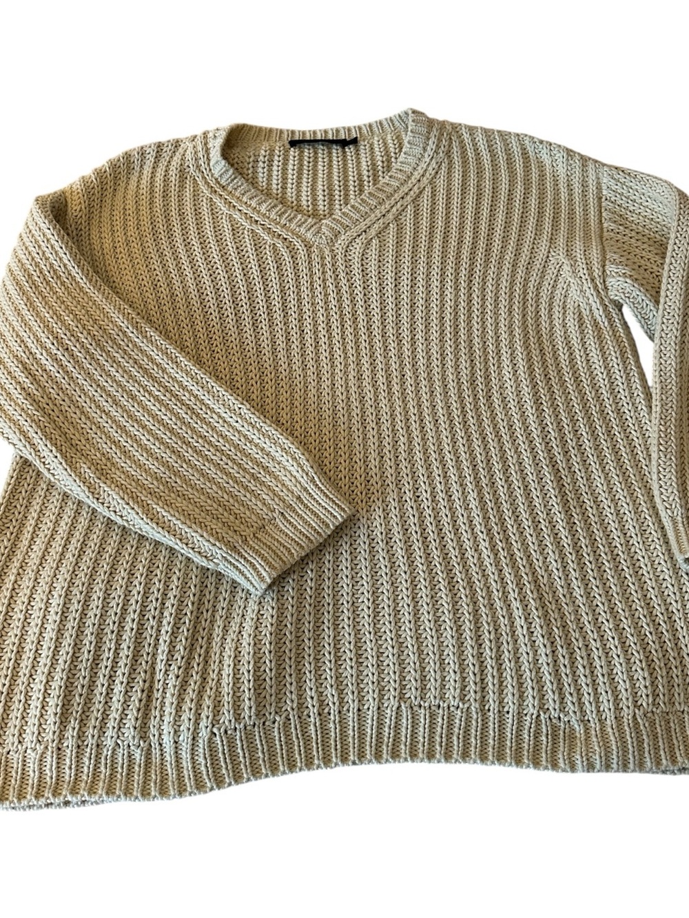 Jenni Kayne Cream V-Neck Knit Sweater